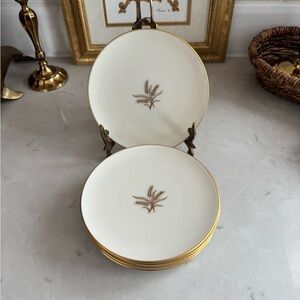 Vintage Wheat by Lenox R-442 Bread&Butter Plates w/24k Gold Trim 1930s Set of 7
